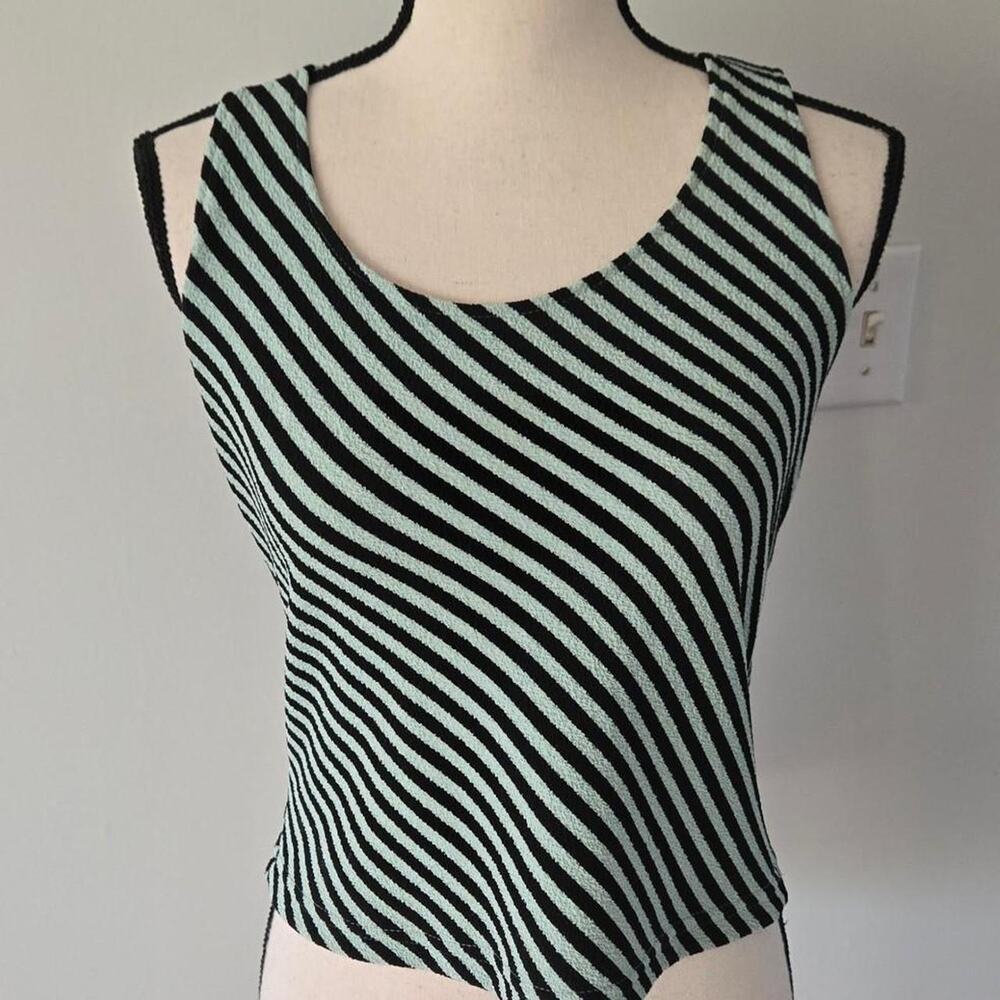 Vintage 90s y2k green striped tank sz 6